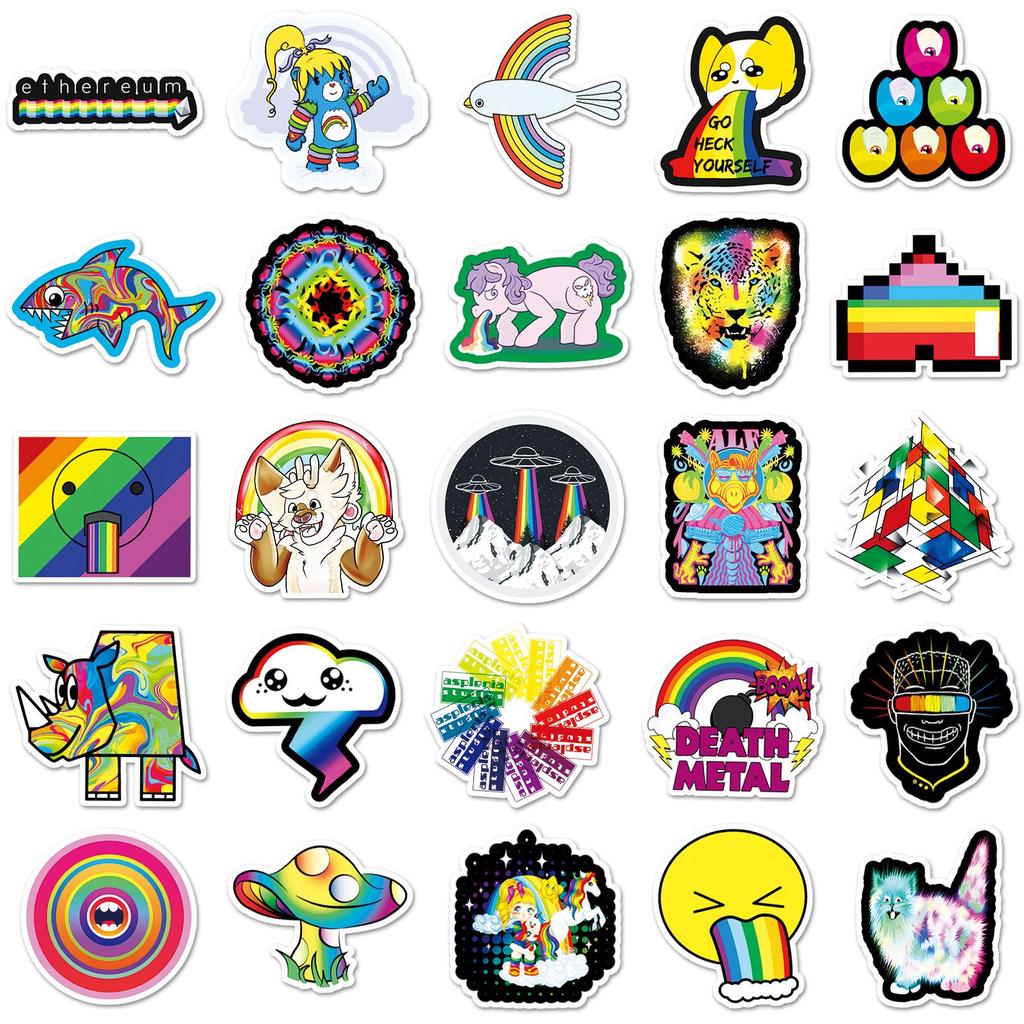 50 Sheets of Waterproof Colored Cartoon Graffiti Stickers for Journals, Computers, Cars, Phones, and Suitcases