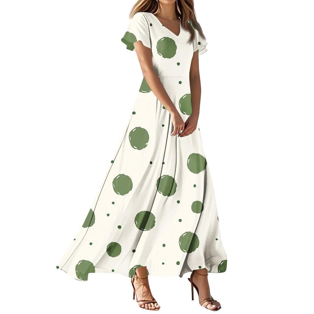 Dresses For Women Summer Casual Button Up V-neck Short Sleeve Wear To Work Dresses