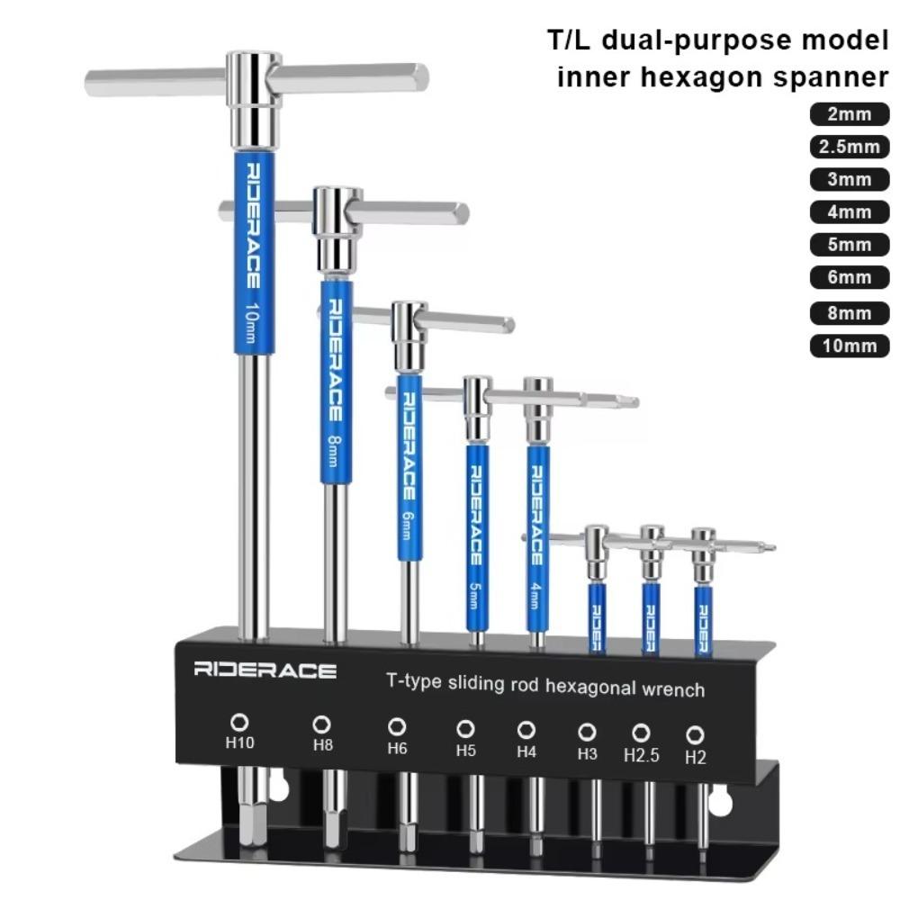 

8Pcs RIDERACE Bike Inner Hexagon Spanner 2/2.5/3/4/5/6/8/10mm Bike Repair Tools Set Cycling синій