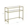 VASAGLE Console Table, Tempered Glass Table, Modern Sofa or Entryway Table, Metal Frame, 2 Shelves, Adjustable Feet, for Living Room, Hallway