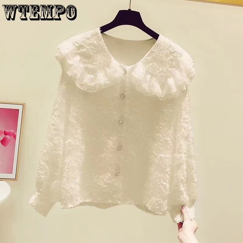 Padded and Thickened Autumn and Winter Models Shirt Female Temperament Lace Edge Yangqi Bottoming Casual Shirt Thin Versatile Blouse