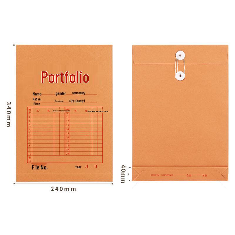 SIMAA Reinforced Kraft Paper String-Tie Document Bags 20 Pack