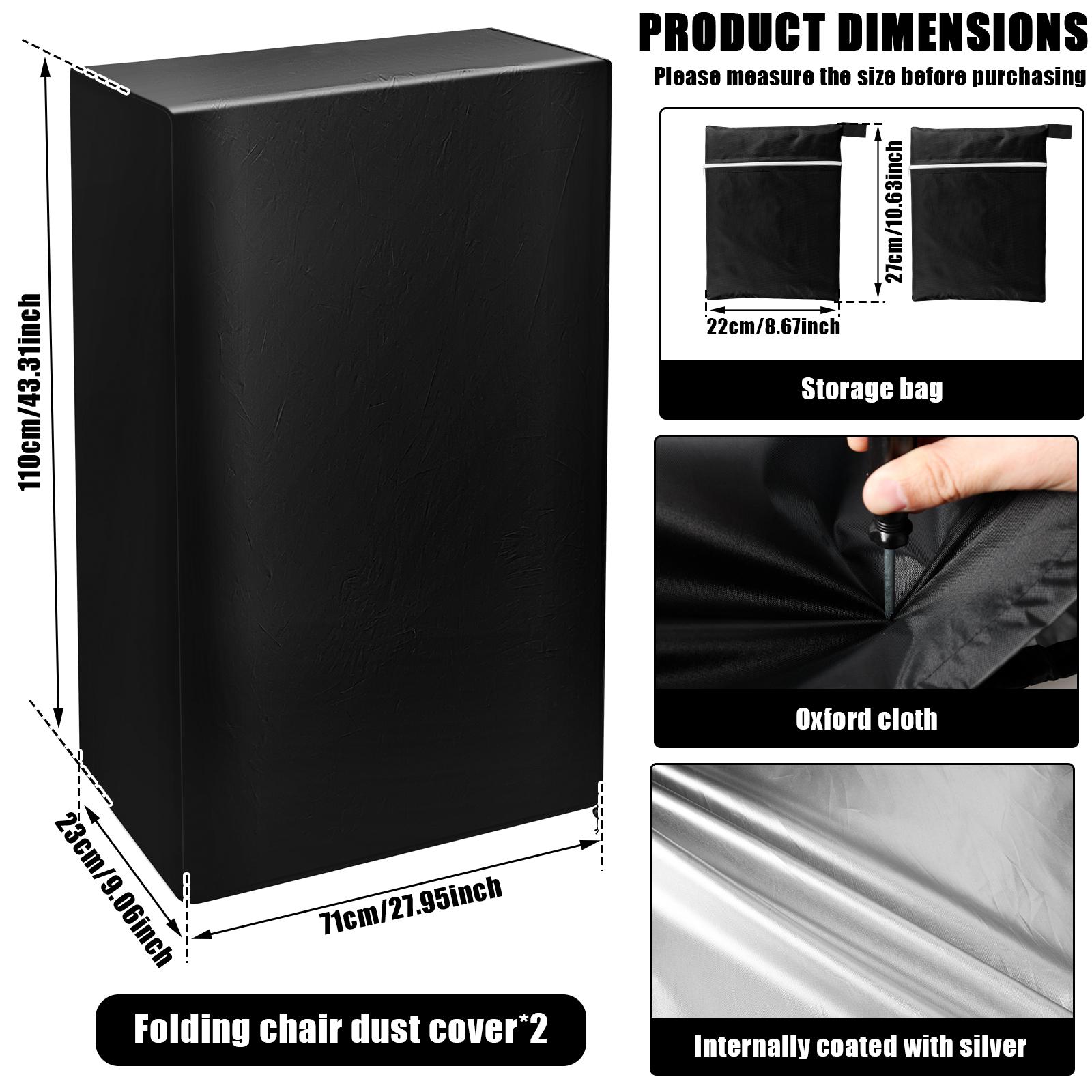 2Pcs Outdoor Folding Chair Cover Oxford Cloth Dustproof Waterproof Reclining Chair Cover with Storage Bag Furniture Protector