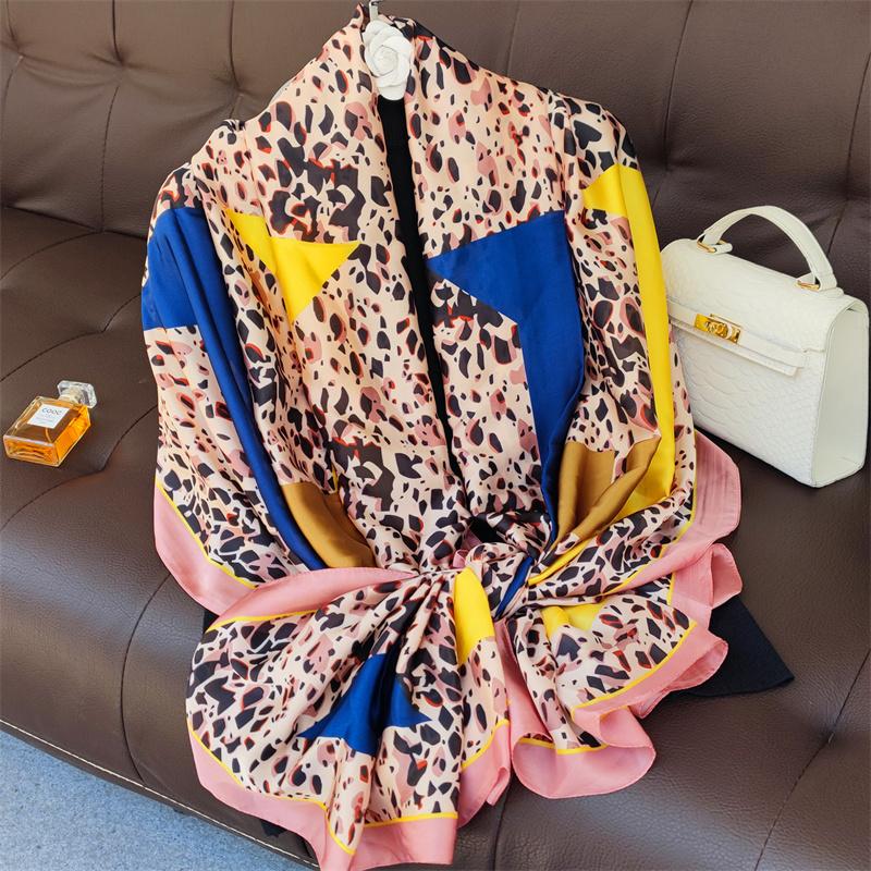180*90cm muffler fashion Luxury Brand Scarf Women New Style Fashion Color Matching Print Silk Lady Popular Headcloth Beach Shawl