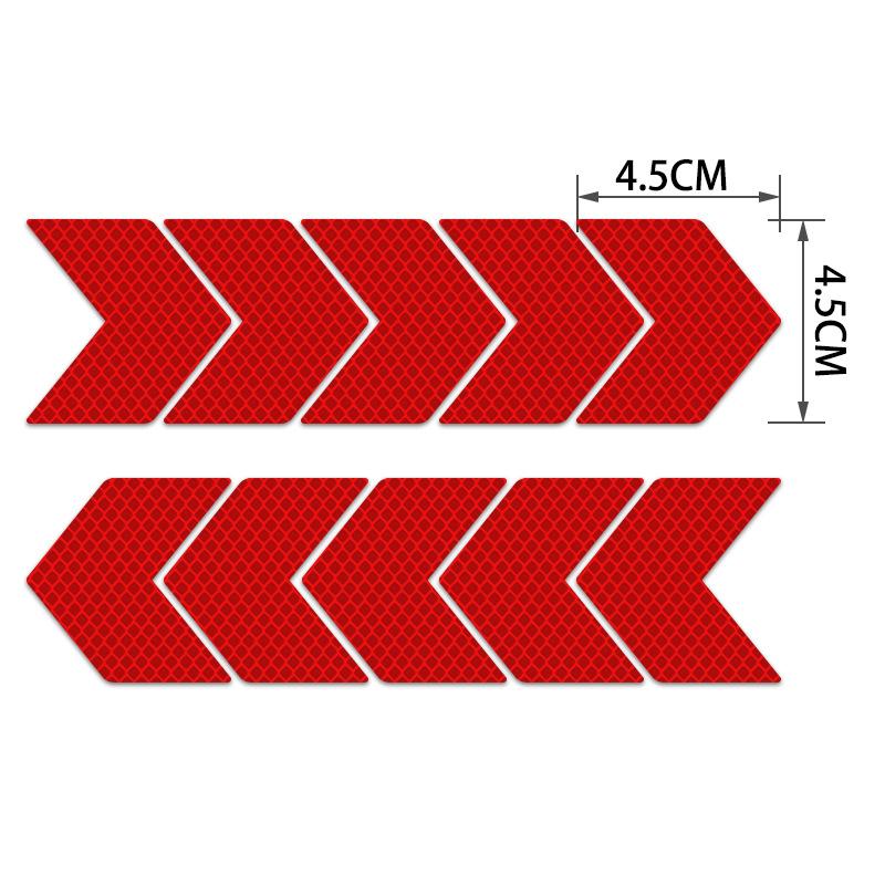 10PCS Arrow Reflective Adhesive Tape Sticker Decal Safety Caution Warning Reflective Tape For Truck Motorcycle Bicycle Moulding