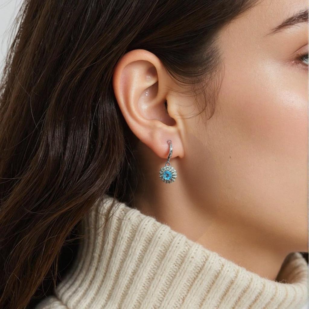 Multi-Color Treasure Earrings S925 Sterling Silver Natural Topaz Peridot Garnet Flower Stud Earrings Women