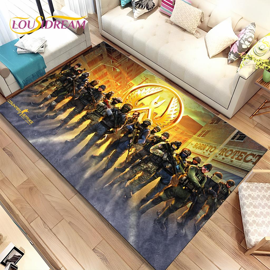 CS GO,Game Gamer,Counter Strike Area Rug,Carpet Rug for Home Living Room Children Bedroom Sofa Doormat Decor,Non-slip Floor Mat