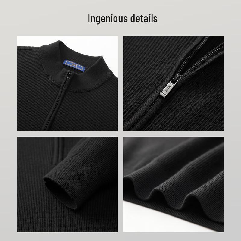 EMZ Men's Premium Wool Blend Stand Collar Pullover Sweater