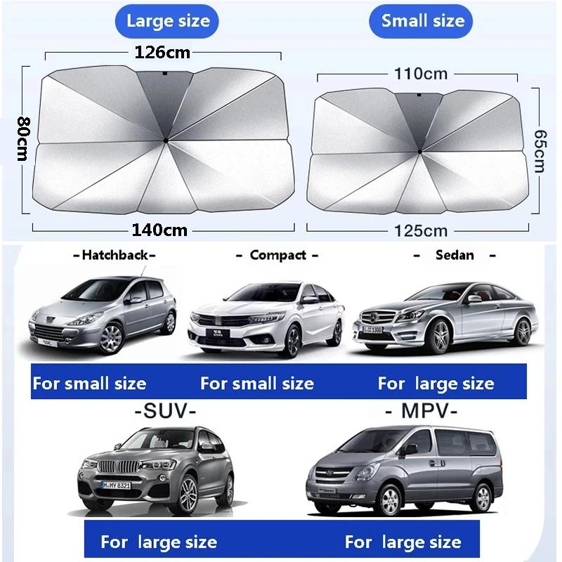 New Car Windshield Sunshade Umbrella Celadon Handle Opening Design  Front Windshield Parasol V-shaped for EV Sun