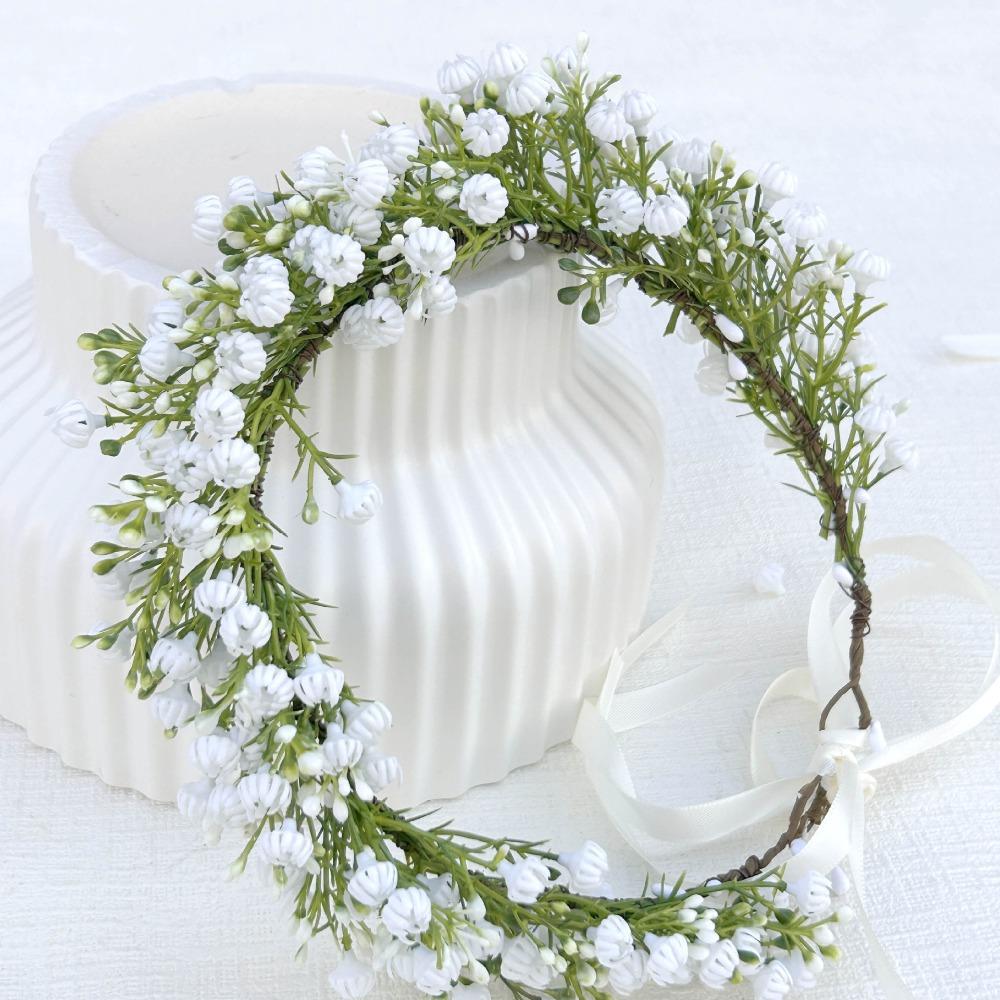 Boho Style Floral Headband Simulated Flower Wedding Headpiece Bridal Wreaths  Seaside Vacation