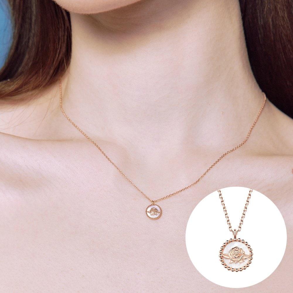 

[Rosemont] Silver Mother-of-Pearl Necklace La Vie en Rose Rc24B18K