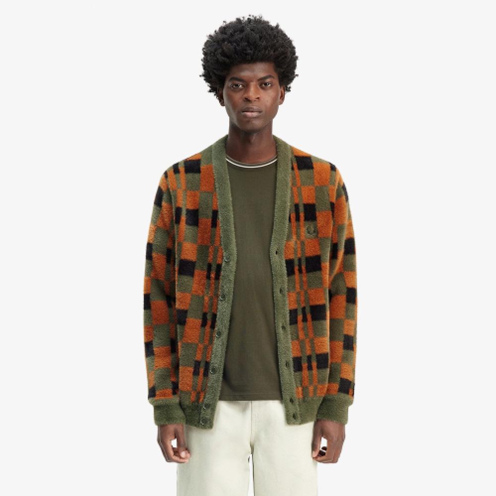 

Fred Perry [sharp] Textured Checkerboard Cardigan Lw Green Afpm2438565 X21 L