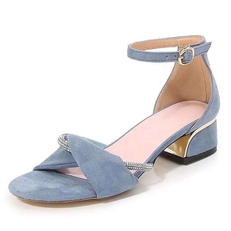 Fashion One Word High Heels with Strap Ladies Shoes Summer 2024 Thick Heel Sandals for Women Footwear Rhinestones Wholesale The Best Vip