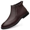 Autumn and winter men's shoes round head casual shoes business leather shoes men's first layer cowhide foot cover winter velvet snow boots men