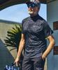 Luxe AKM Plus Golf Logo Pattern Short Sleeve Mock Neck T-Shirt, Black, Size L
