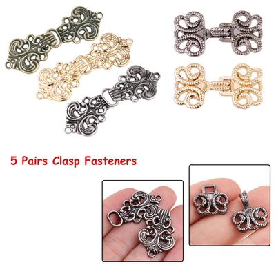 5 Pairs Clothing Cloak Cape Clasp Fasteners Decorative Swirl Flower Chinese Knot Button Cardigan Clip