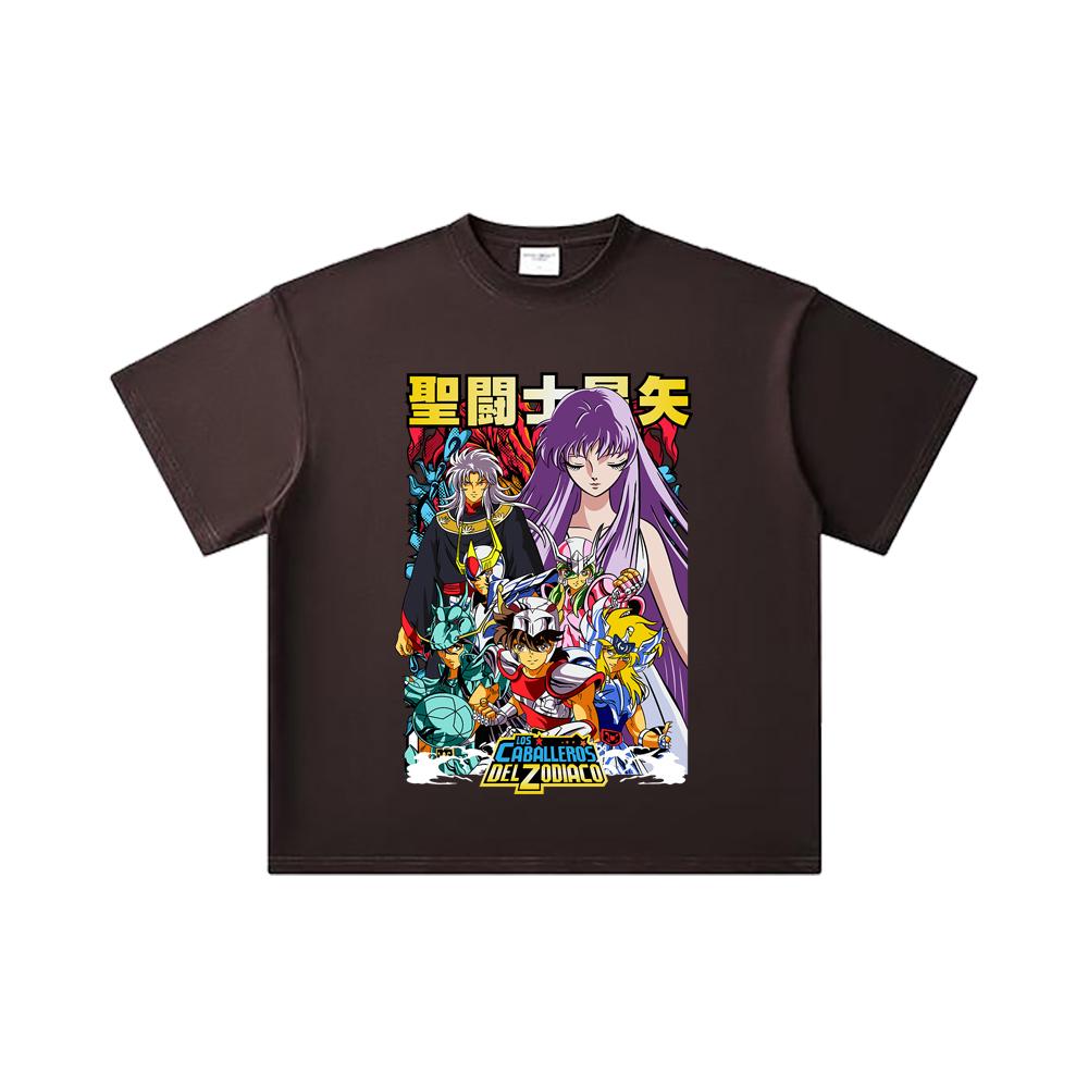 260 GSM Double Yarn 32 Count 100% Cotton Saint Seiya V2 Print Unisex Heavy Cotton T Shirt