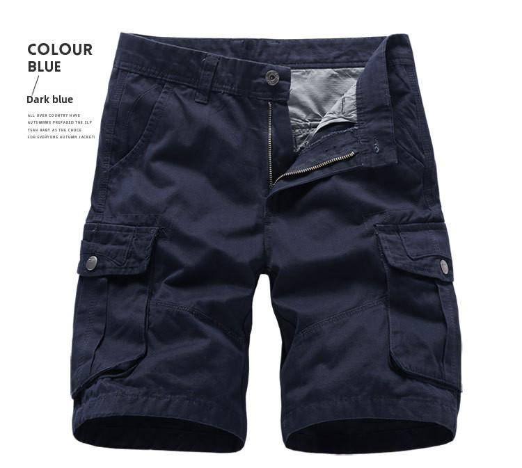 Men's Summer Embroidered Straight-Leg Workwear Shorts - Breathable Loose Fit, Plus Size
