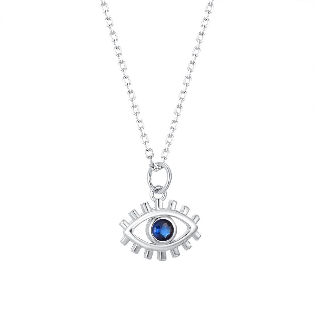 Beixi Silver Devil's Eye Cartoon Necklace - S925 Sterling Silver, Fashionable, Simple, Women's Jewelry