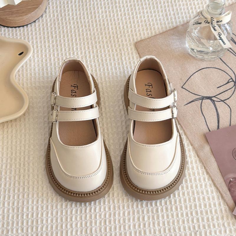 Children's Round-toed Thick-soled Leather Shoes for Summer Retro British Style Korean Cute Japanese Mary Jane Shoes