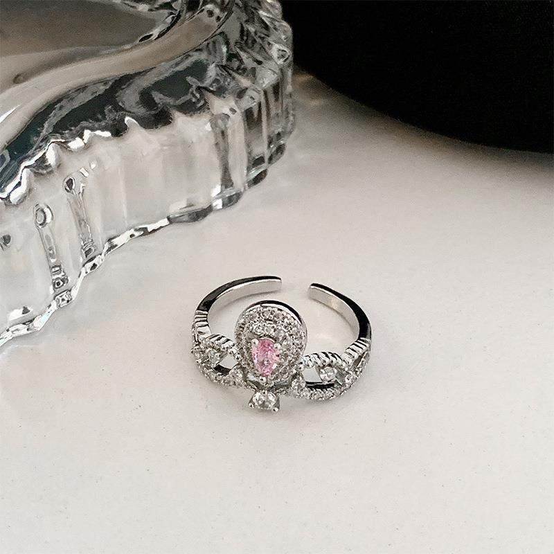 

Розовое Элегантное Кольцо-Корона с Цирконием для Женщин Регулируемый Стильный Дизайн Аксессуар Мода