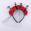 with Veil Halloween Rose Flower Headband Festiva Party Day of The Dead Headpiece  for Women