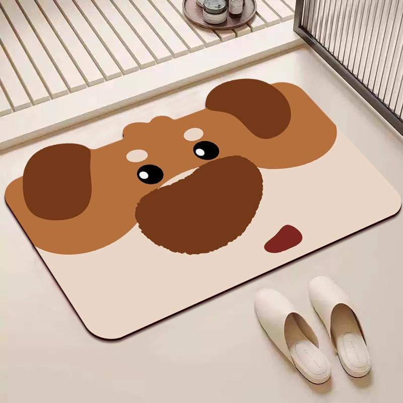 Dywanik z nadrukiem zwierzątek z kreskówki, Dekoracja domu, Antypoślizgowa mata podłogowa do łazienki, Superchłonna, Wytrzymała wycieraczka do drzwi