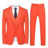 Men's Three-Piece Suit Set with One-Button, Double Vents, and Elastic Waist
