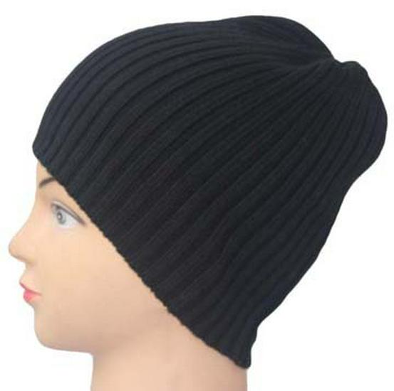 

Шапка-бини из шерстяного трикотажа в корейском стиле - Зимняя модная шапка для холодной погоды Elastic 55-59CM чёрный