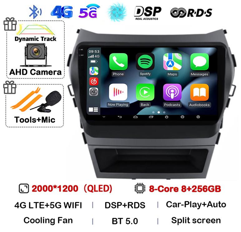 Android 14 Auto Carplay Car Radio For Hyundai Santa Fe 3 Ix45 2013 2014 2015 2016 2017 GPS Stereo Multimedia Player 360 Camera