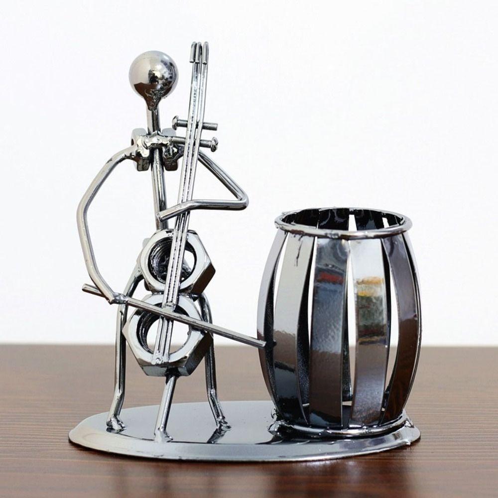 Tabletop Decoration Guitar Rocker Pen Holder Metal Band Pen Organizer Desktop Pen Holder  Home