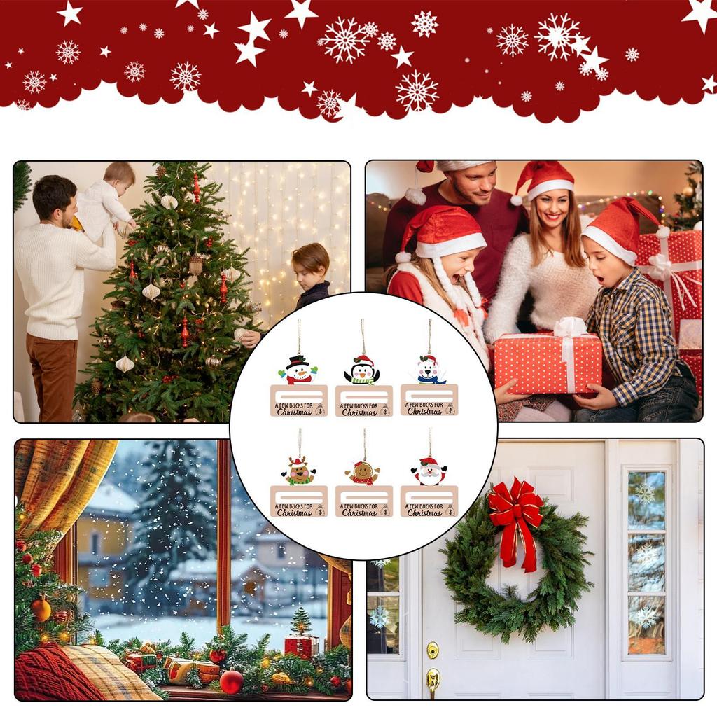 Cash Holder Decoration Hangable Wooden Christmas Money Card Holder Pendant For Family Friends Kids Couples Daughter Son Wall