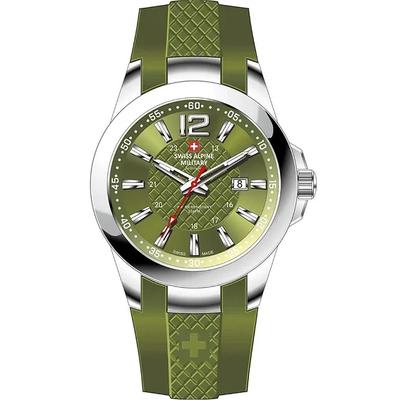 Combat Air Ceas de damă cu curea din silicon, cadran verde, mecanism quartz 7758.1838