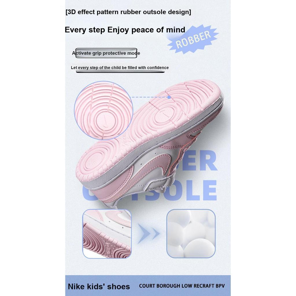 Nike Court Borough Low Recraft PS Rosa Schiuma Bianco Scarpe da Ginnastica per Bambini DV5457-105