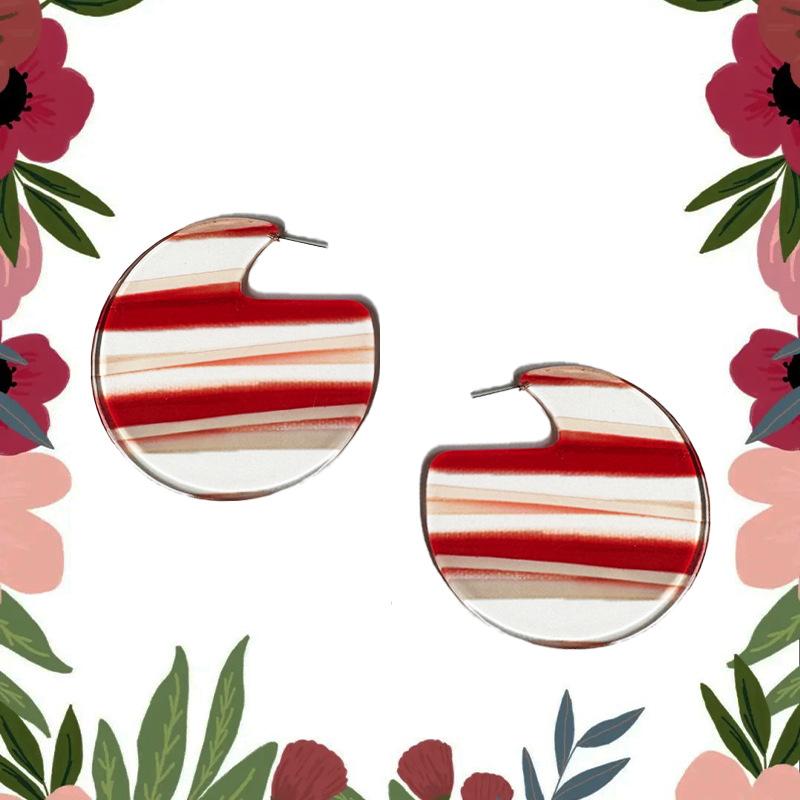 1 пара красных серег-гвоздиков с диском, прозрачная акриловая пластина, элегантные и современные. красный