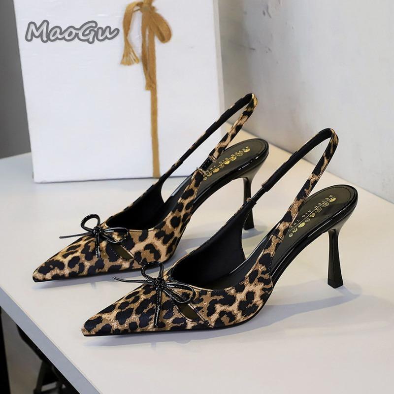 

Fashion Sexy Leopard Women s High Heel Pumps Elegant Party Dress Shoes Pointed Toe Bowknot Ankle Straps Ladies Sandals Heeled Size 34-40 34 леопардовый