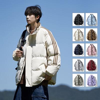 Striped Hooded Cotton-padded Coat Men's Winter New Loose High Street Fashion Youth Casual Warm Cotton Jacket