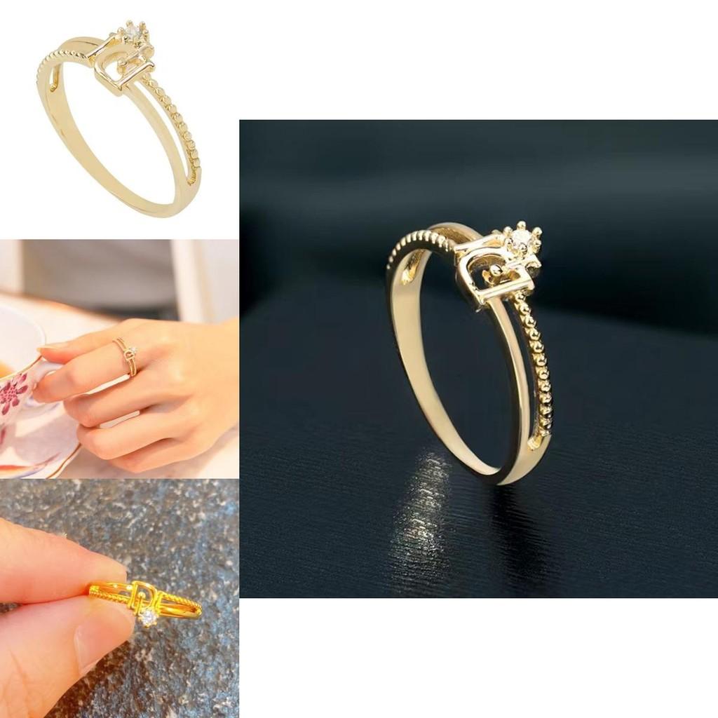 Unique Adjustable D-ring For Women Crafted From Brass With Glittering Rhinestone Details