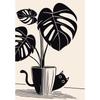 Watercolor Cute Kittens Potted Plant Canvas Print Cartoon Green Plants Animals Wall Art Postes for Modern Living Room Home Decor