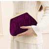 Trendy Sequined Clip Bag Women Portable Travel Makeup Bag Lipstick Corduroy Pu Storage Bag Gold-plated Metal Clip Design Wallet