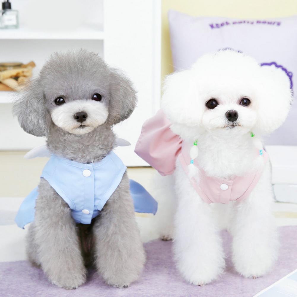 Elegante Vestito per Animali Domestici Cane Piccolo Ali d'Angelo Senza Maniche Cotone Cucciolo Cane Vestito Gatto Principessa Animale Domestico Vestiti per Cani