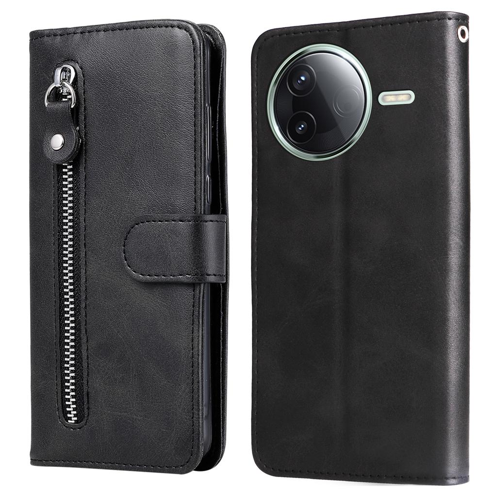For Xiaomi Poco F7 Pro 5G/Redmi K80 5G Case Zipper Wallet Calf Texture PU Leather Phone Cover