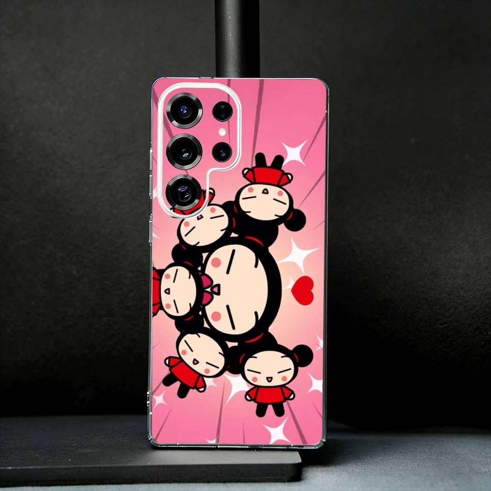 Chinese Doll Pucca And Garu Phone Case For Samsung S25,S24,S21,S22,S23,S30,Ultra,S20,Plus,Fe,Note,10,9,5G Transparent Cover