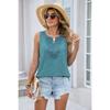 Spring Summer New Solid Color V-Neck Lace Trim Loose Sleeveless Vest T-Shirt Top for Amazon Cross-border Europe USA