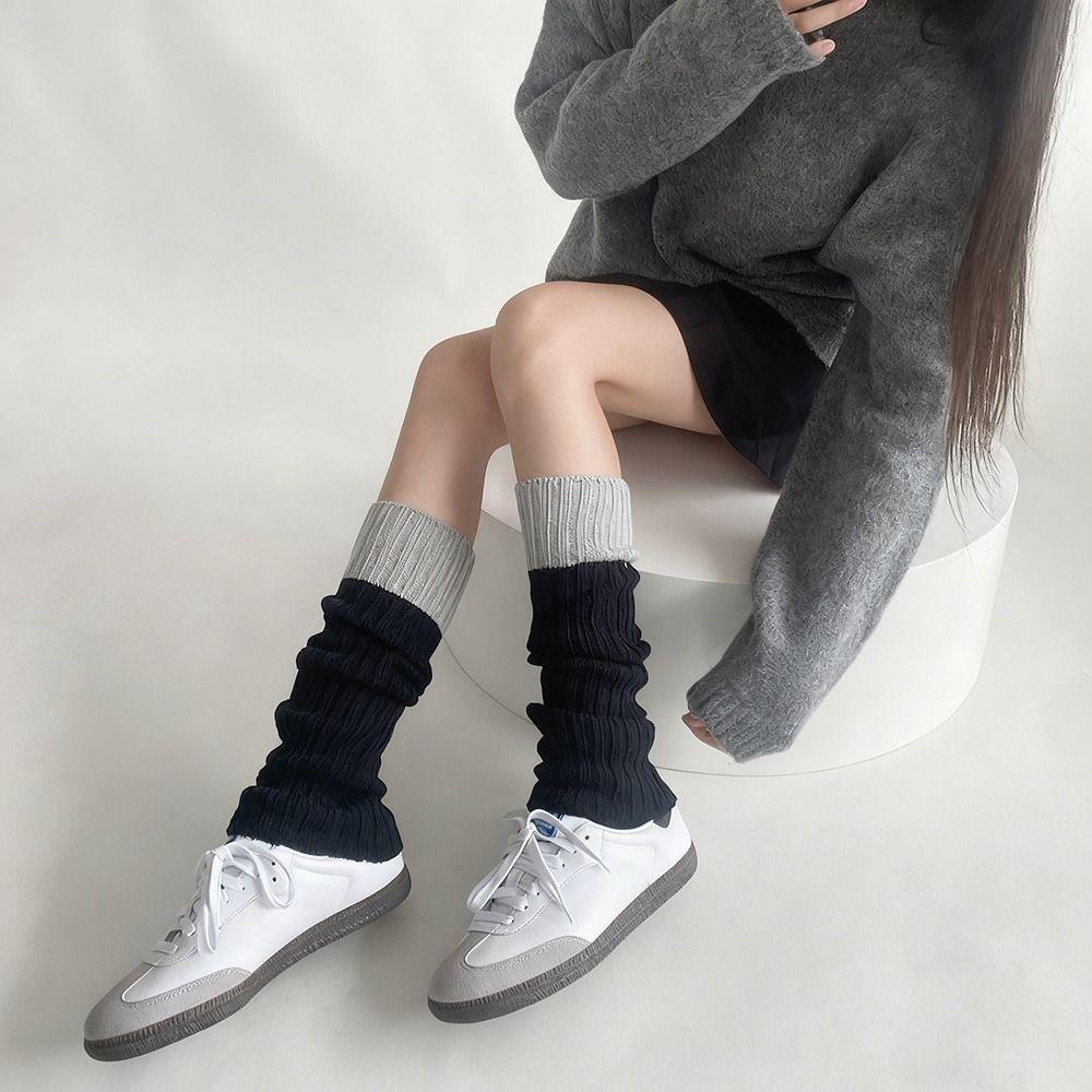 Sweet Y2k Gothic Knitted Foot Cover Thickened Stretchy Lolita Leg Warmers Warm Stocking for Women & Girls