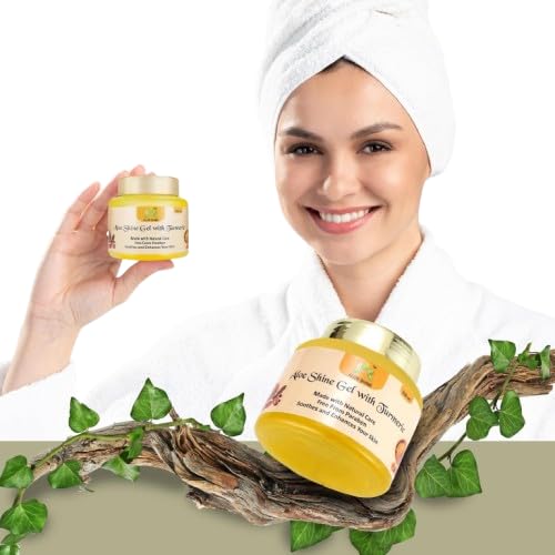 Aloe Vera Gel with Turmeric & Vitamin A,C, E - Nourishing Moisturizer for Face & Hair | Anti-Acne, Skin Brightening, Dandruff, Hydrating, Soothes,