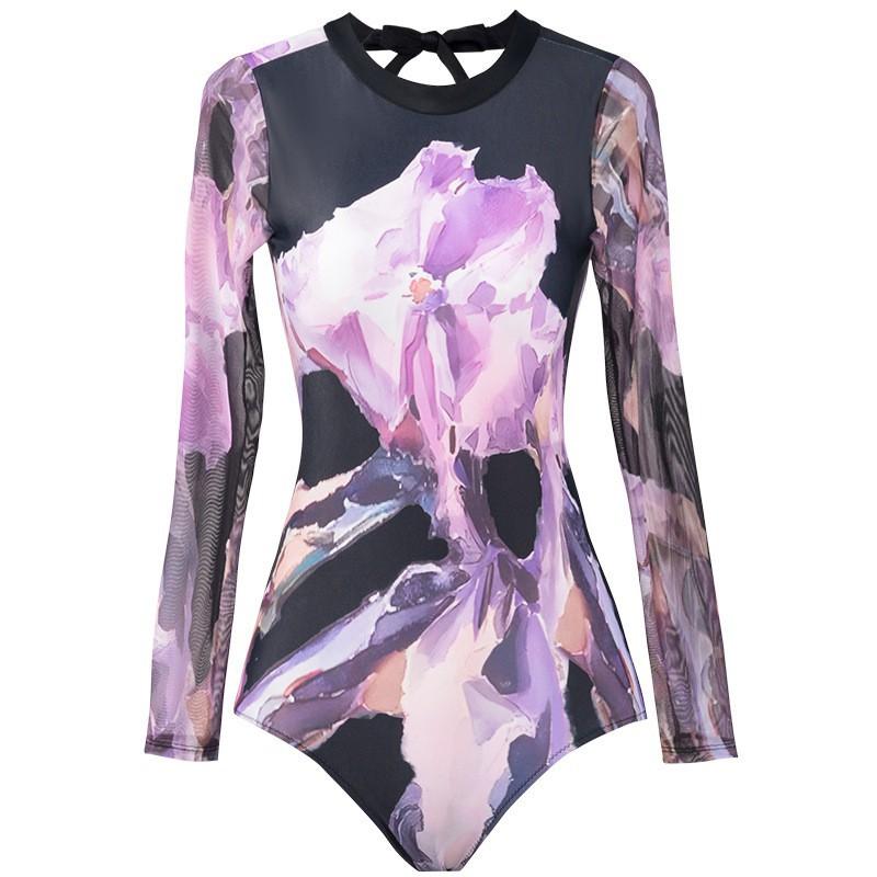 Swimsuit Women's High-end Long-sleeved Sunscreen Conservative Hot Swimming Pool Sports Large-size