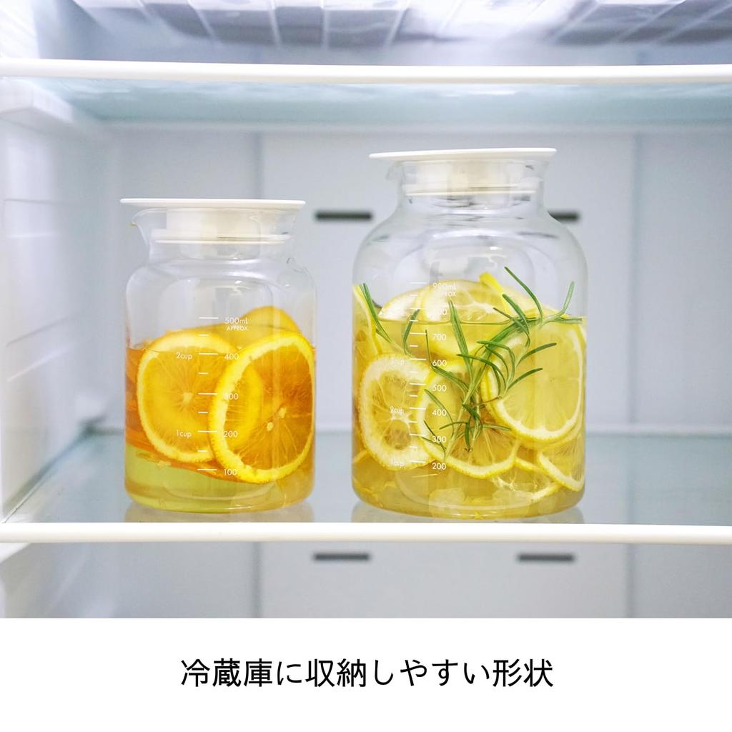 Hario SLOWRA 1000mL Glass Fruit Perfect for and Homemade Food Made In Japan Heat-Resistant Pot, Vinegar, Pickles, Storage, White, (SFP-1000-W)