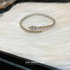 European & American Zircon Snake Bone Silver Bangle - Women's Fashion Niche Design Open Cuff