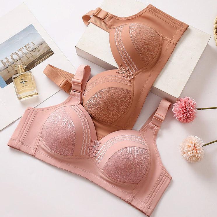 Large-sized Thin-cup Bra for Women Without Underwire Beautiful Back Underwear Adjustable Close-in Bra